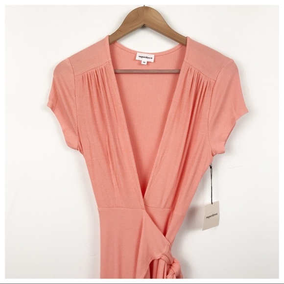 NWT Superdown Kaia Wrap Dress in Peach Size XS - Picture 7 of 11